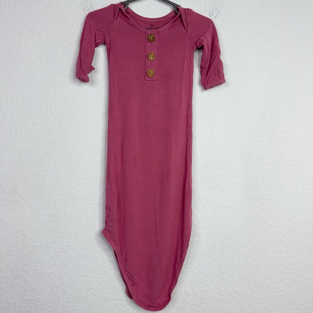 Caden Lane Pajama Gown Unisex 0-3M Burgundy Long Sleeve Bamboo Newborn Sleepwear